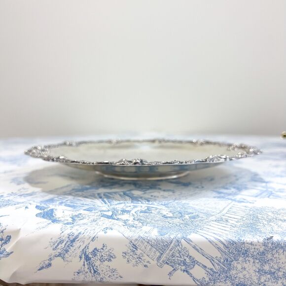 Vintage Homan Plate Electro Plated Nickel Silver 10in Platter #3157 Grapevine - Picture 6 of 6